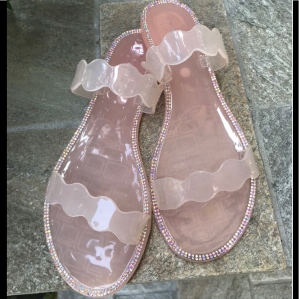 New Double strap clear scalloped Jelly sandals